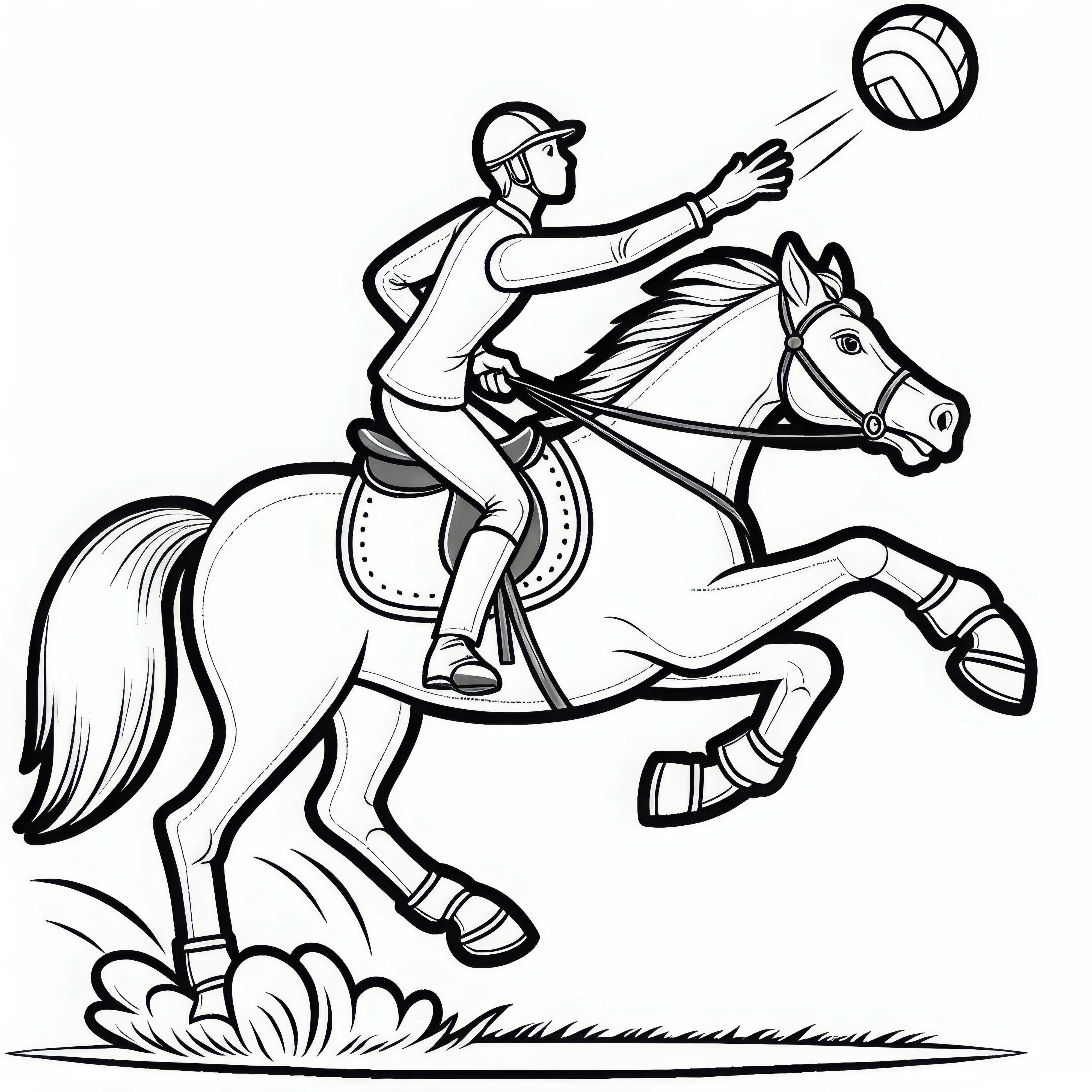 El jinete atrapa la pelota en Horseball - Plantilla para colorear gratis