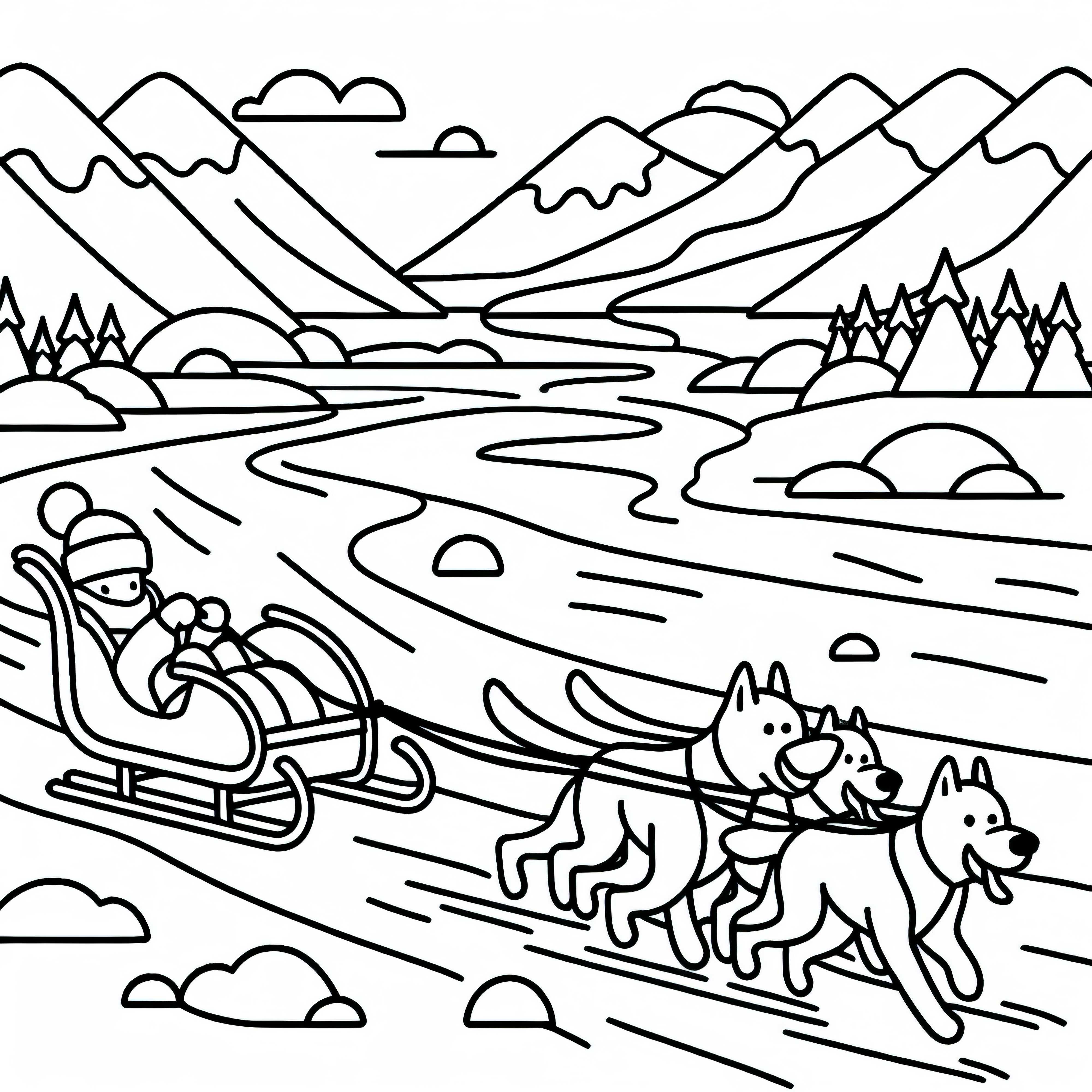 Sled meluncur di perlombaan dog sled melalui sungai yang membeku - Templet gambar gratis