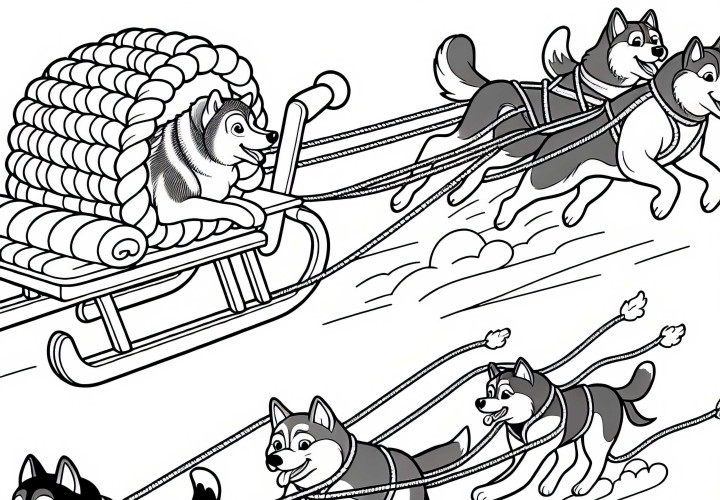 Gambar Mewarnai Kereta Anjing Gratis