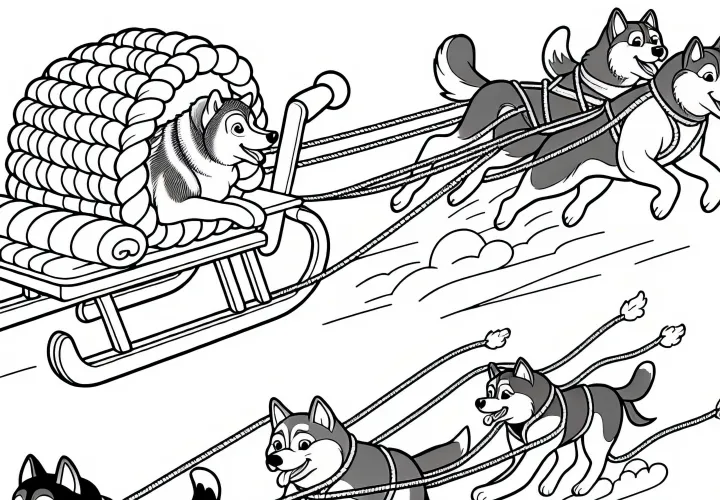 Free Dog Sled Coloring Page