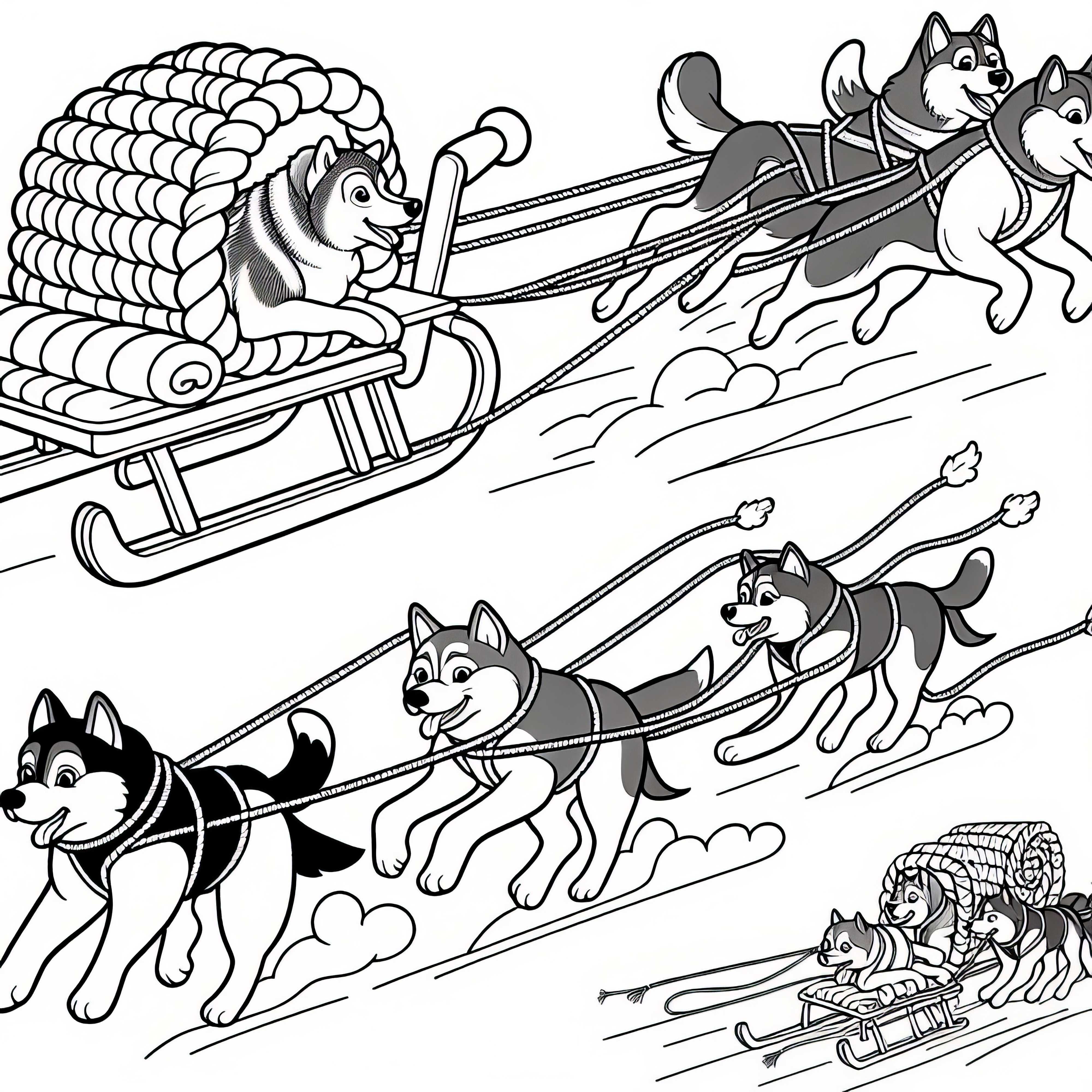 Gambar Pewarnaan Kereta Anjing Gratis
