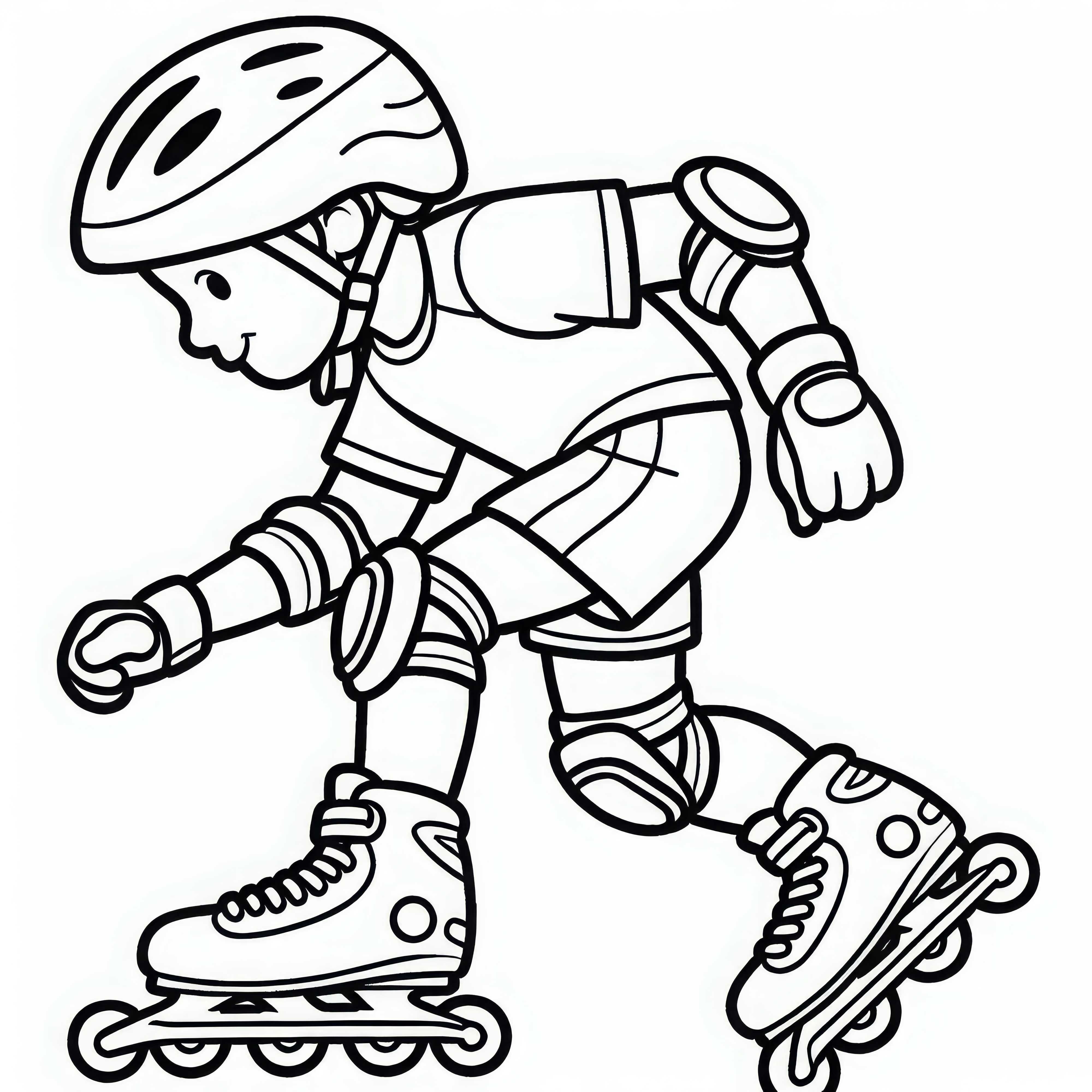 Kind macht erste Schritte auf Inline-Skates – Malvorlage kostenlos