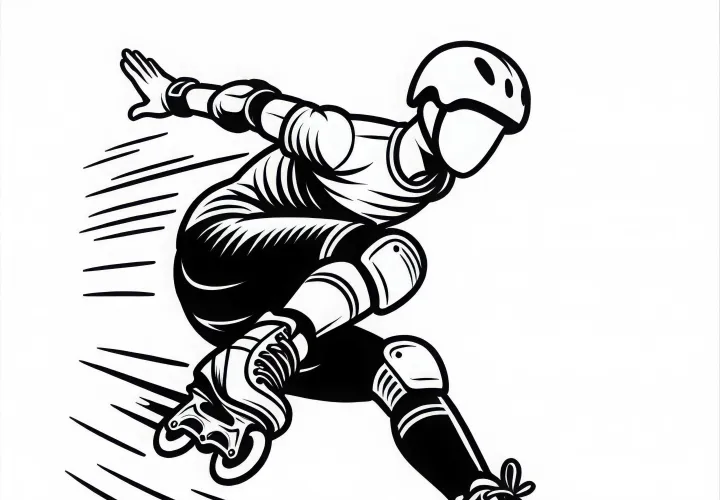 Inline skater jumps - free coloring page