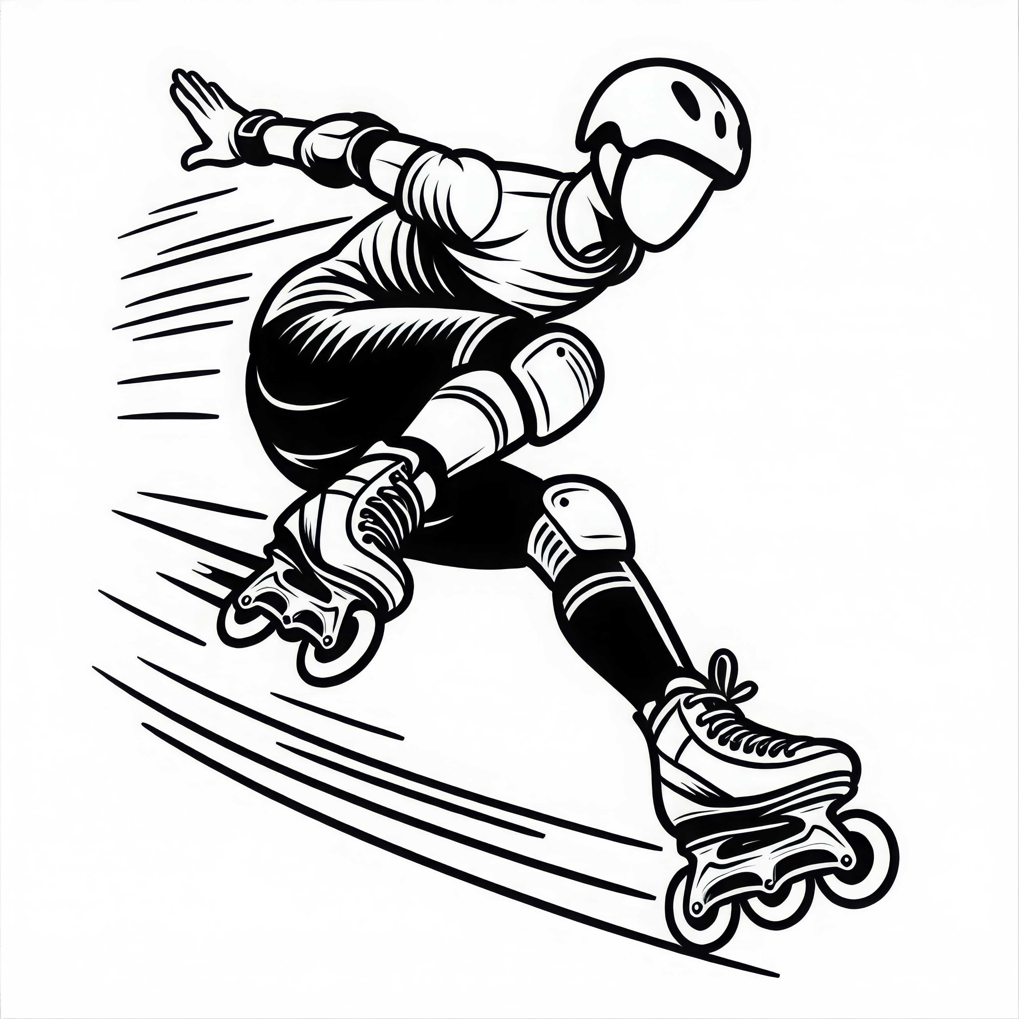 Inline-Skater macht Sprung – Ausmalbild kostenlos