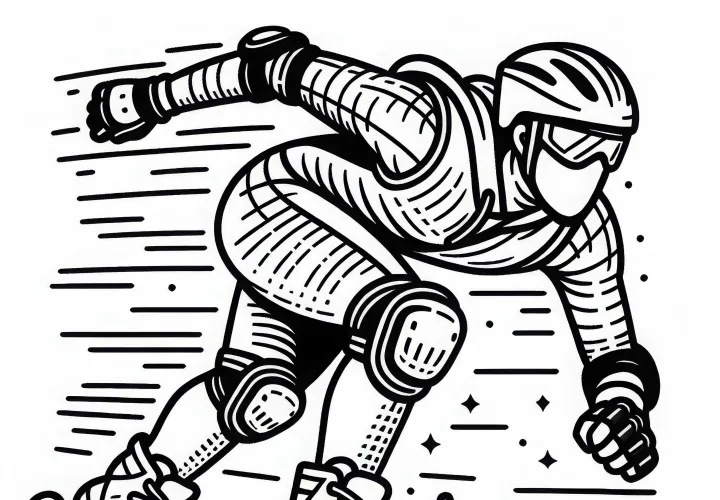 Slalom skater drives at high speed - coloring template free