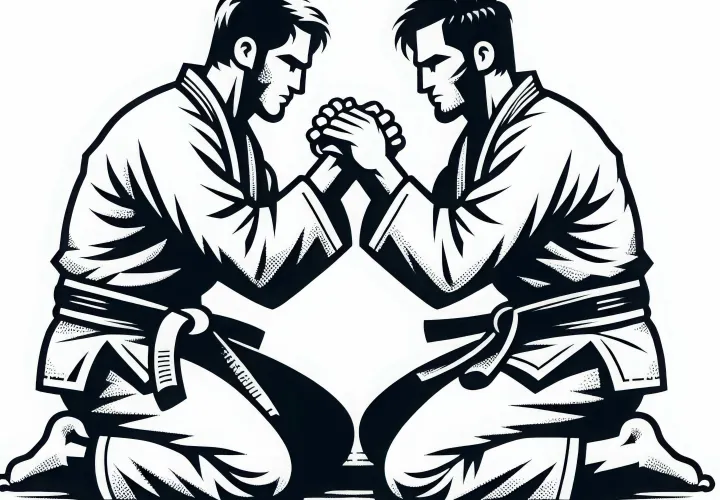 Two fighters in Jiu-Jitsu – free coloring page