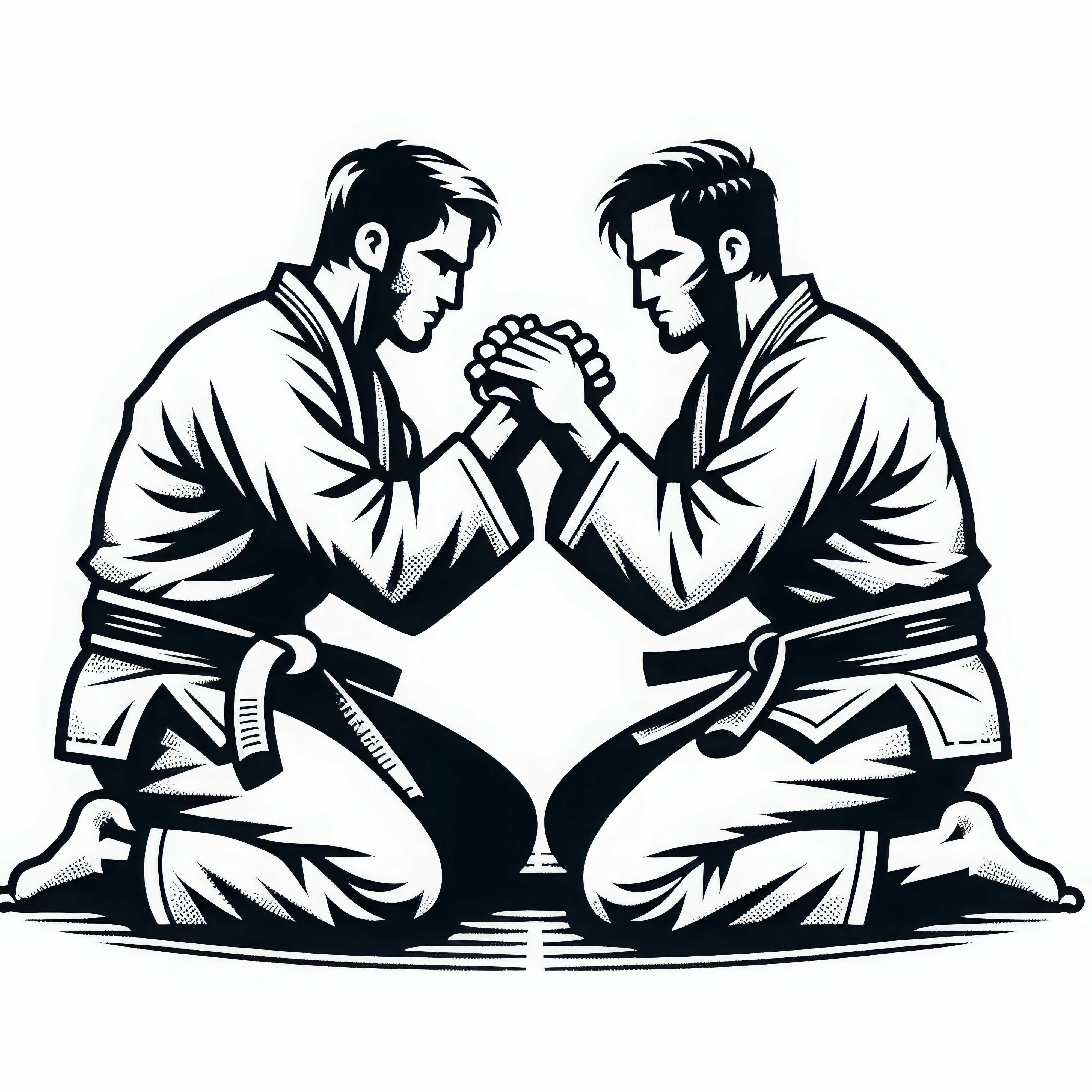 Zwei Kämpfer beim Jiu-Jitsu – Malvorlage kostenlos