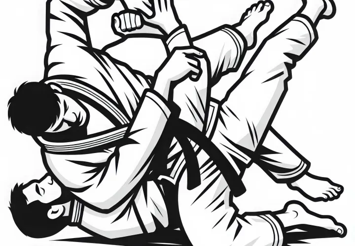 Jiu-Jitsu BJJ fighter at Takedown – Free coloring page