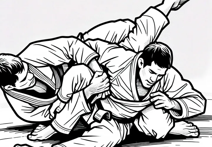 Two Jiu-Jitsu competitors coloring page free