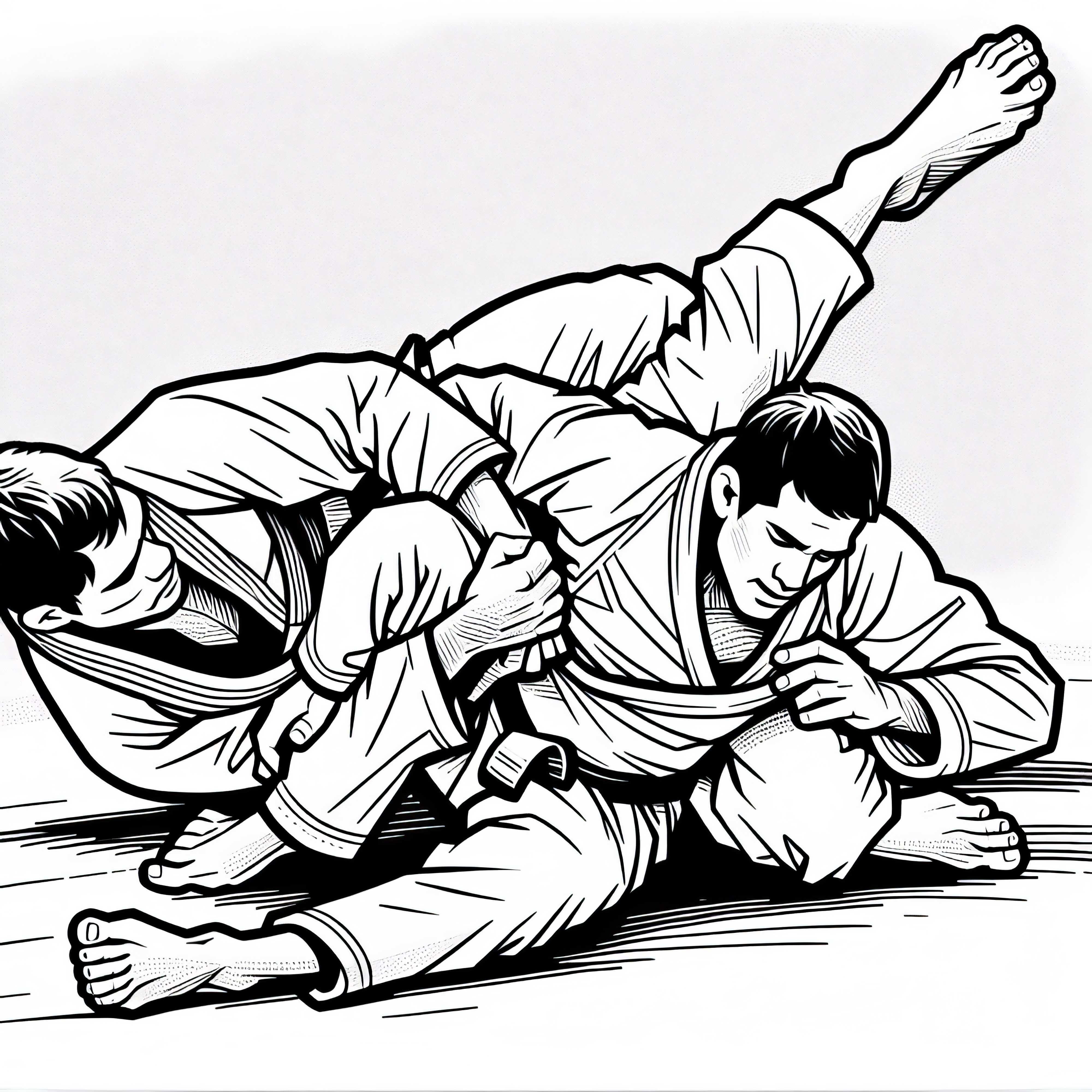 Zwei Jiu-Jitsu Wettkämpfer Malvorlage Kostenlos