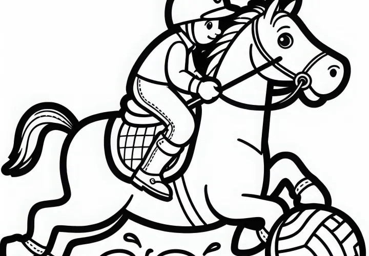 Лошадь с хорусболом – раскраска для всадника проста и бесплатна