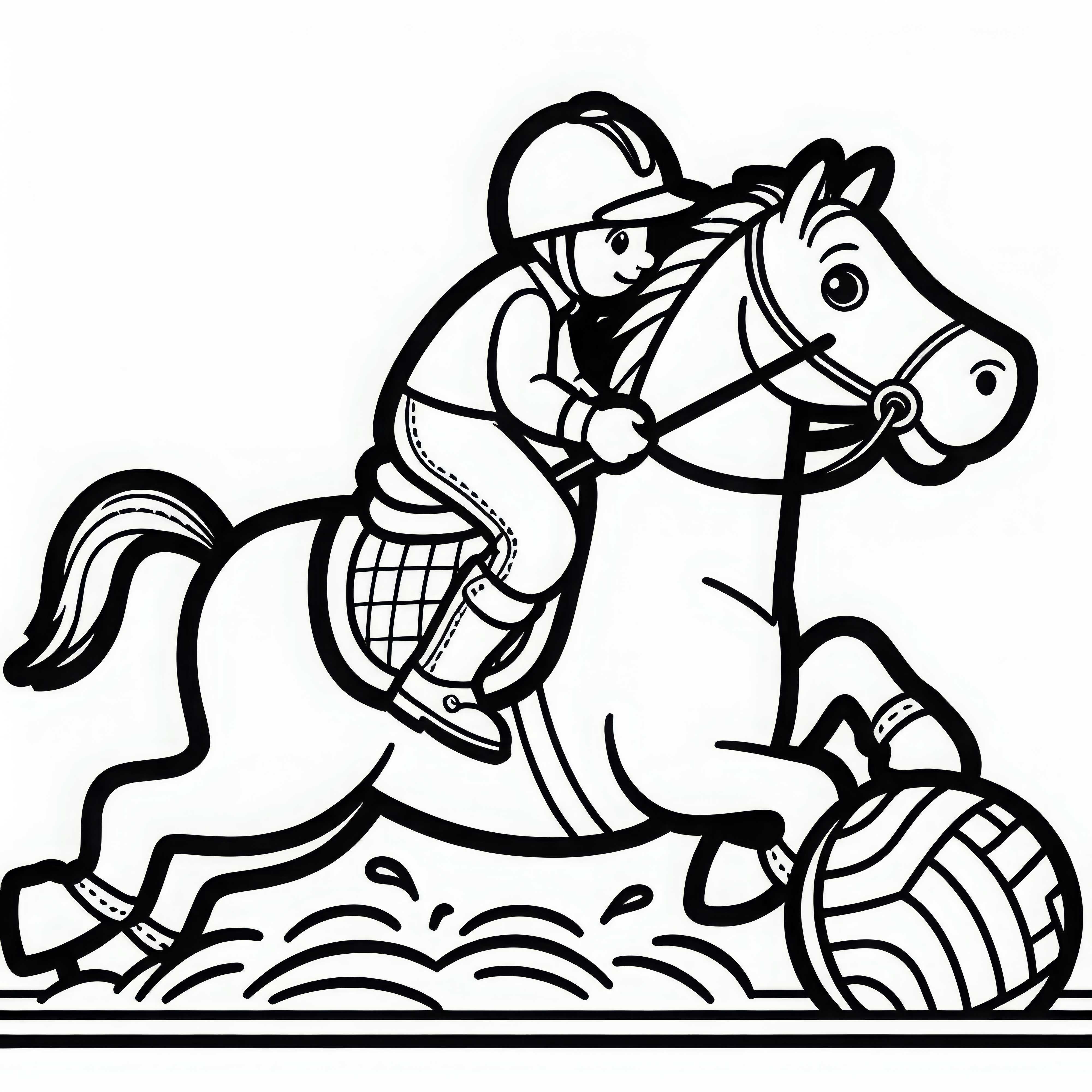Pferd mit Horseball – Reiter Ausmalbild Einfach Kostenlos