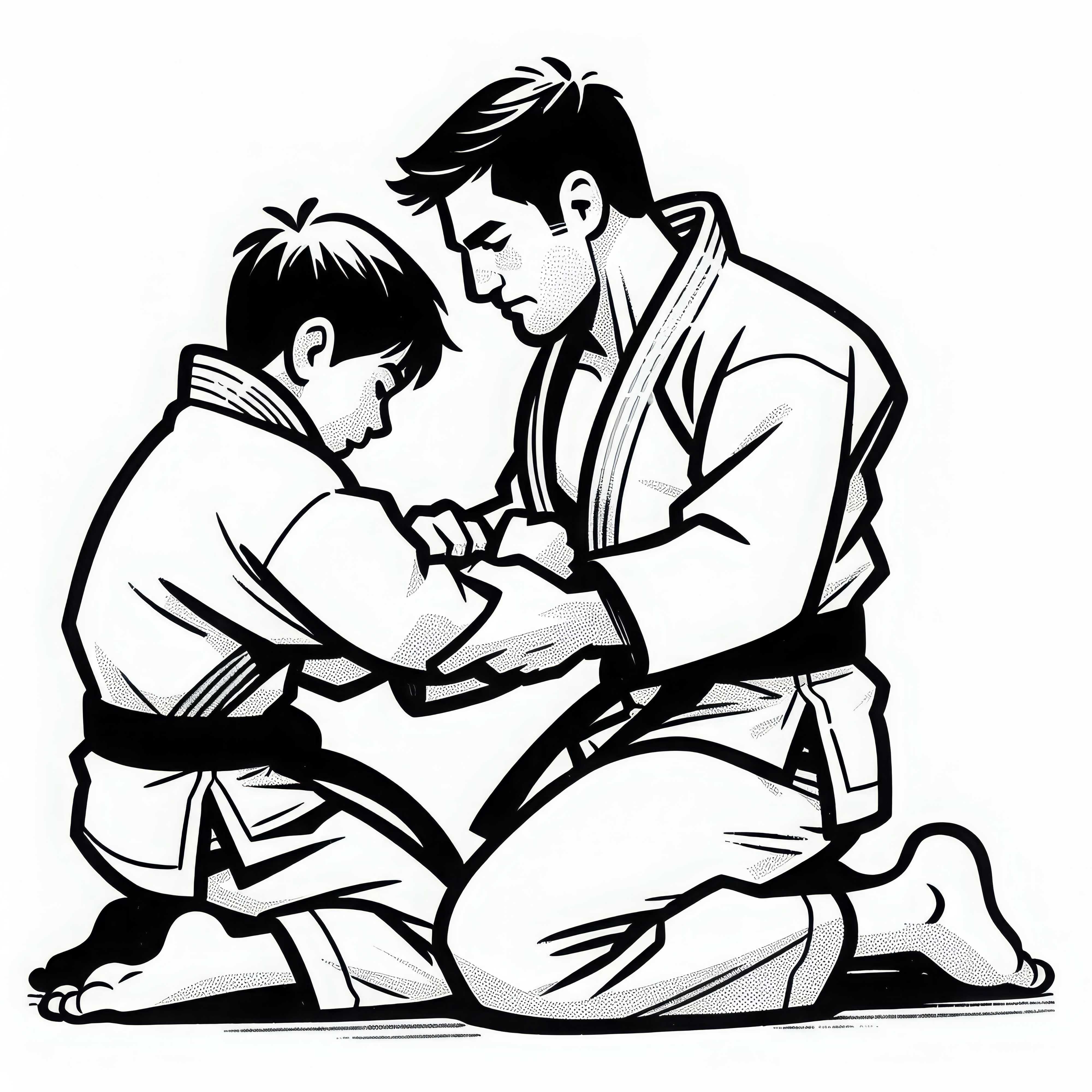 Desenho para colorir de treinamento de judô grátis