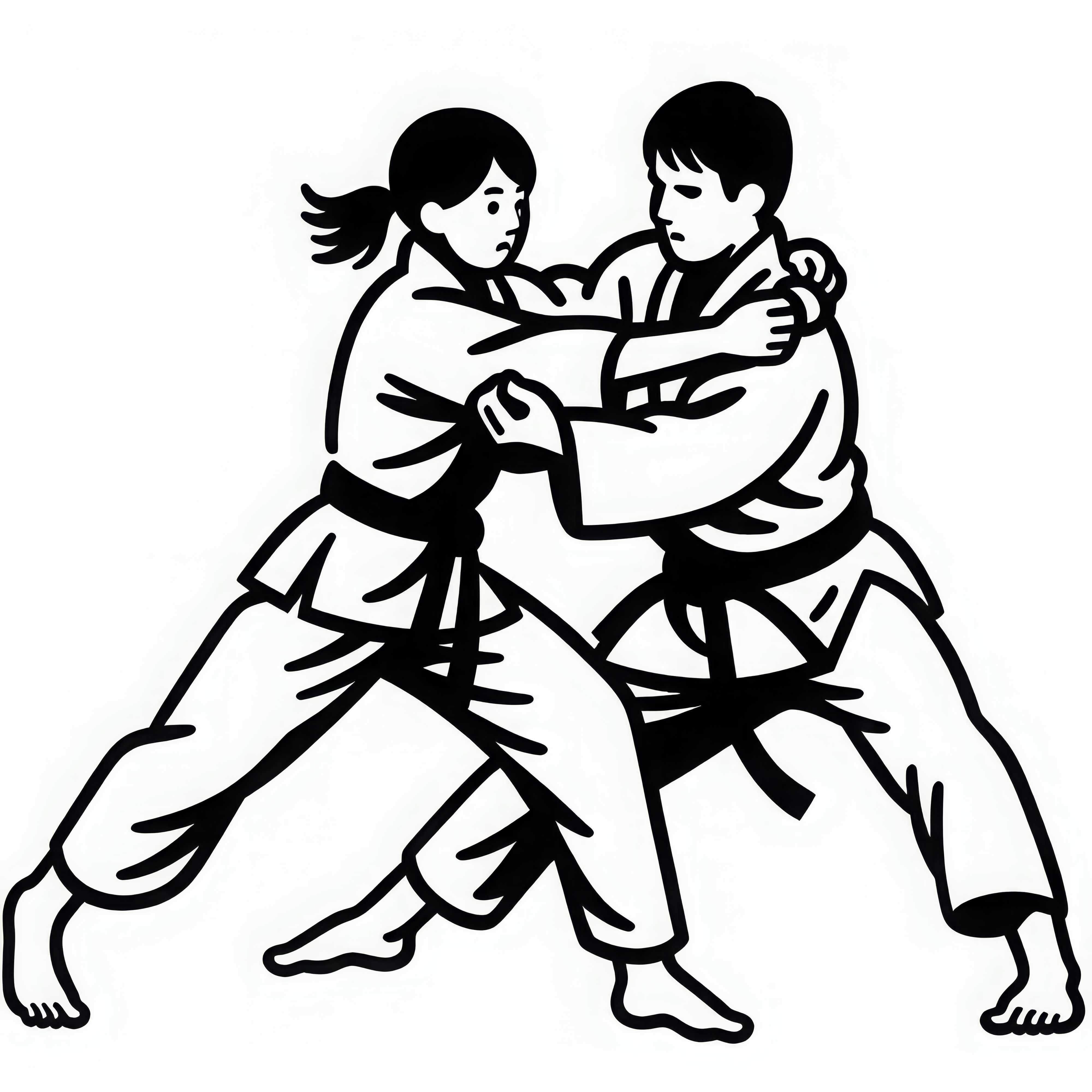 Dois judocas treinando - Modelo para colorir grátis