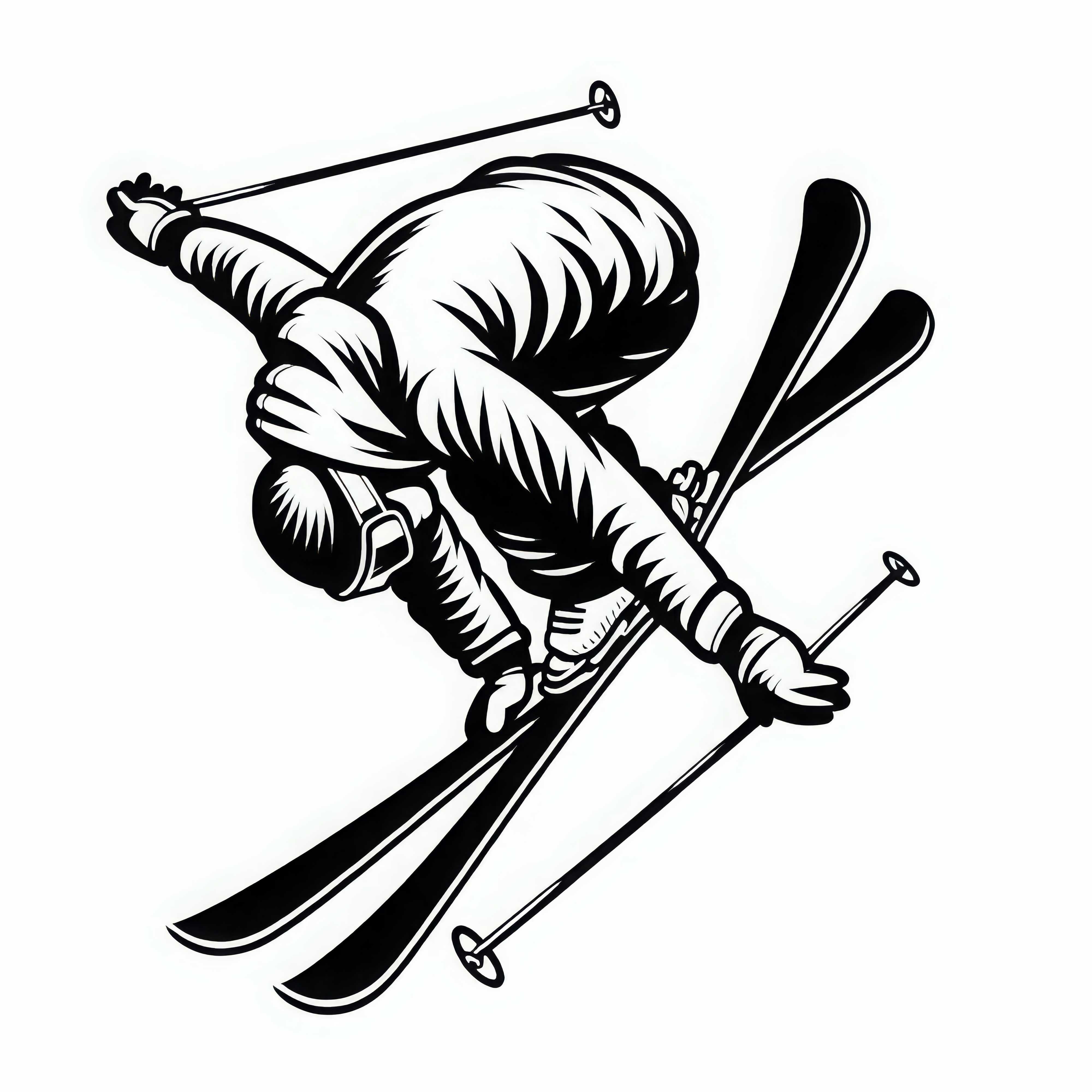 Freestyle-Skiing: Skifahrer führt Backflip aus – Ausmalbild kostenlos