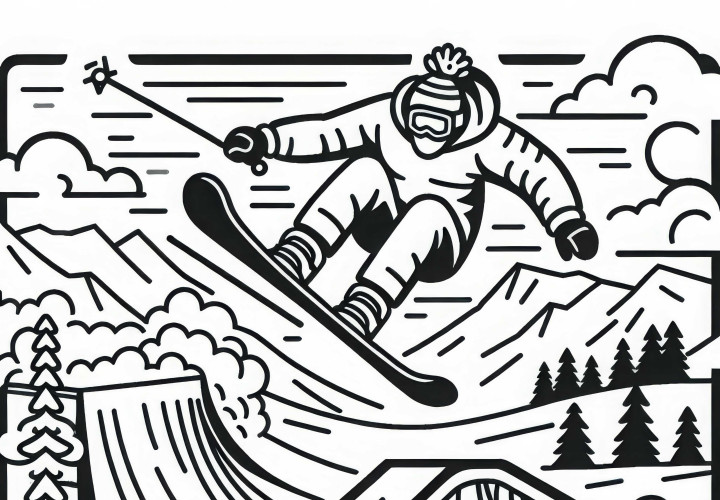 Freestyle-Skier Ausmalbild Einfach Gratis