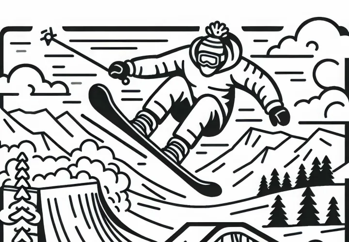 Freestyle skier coloring page easy free