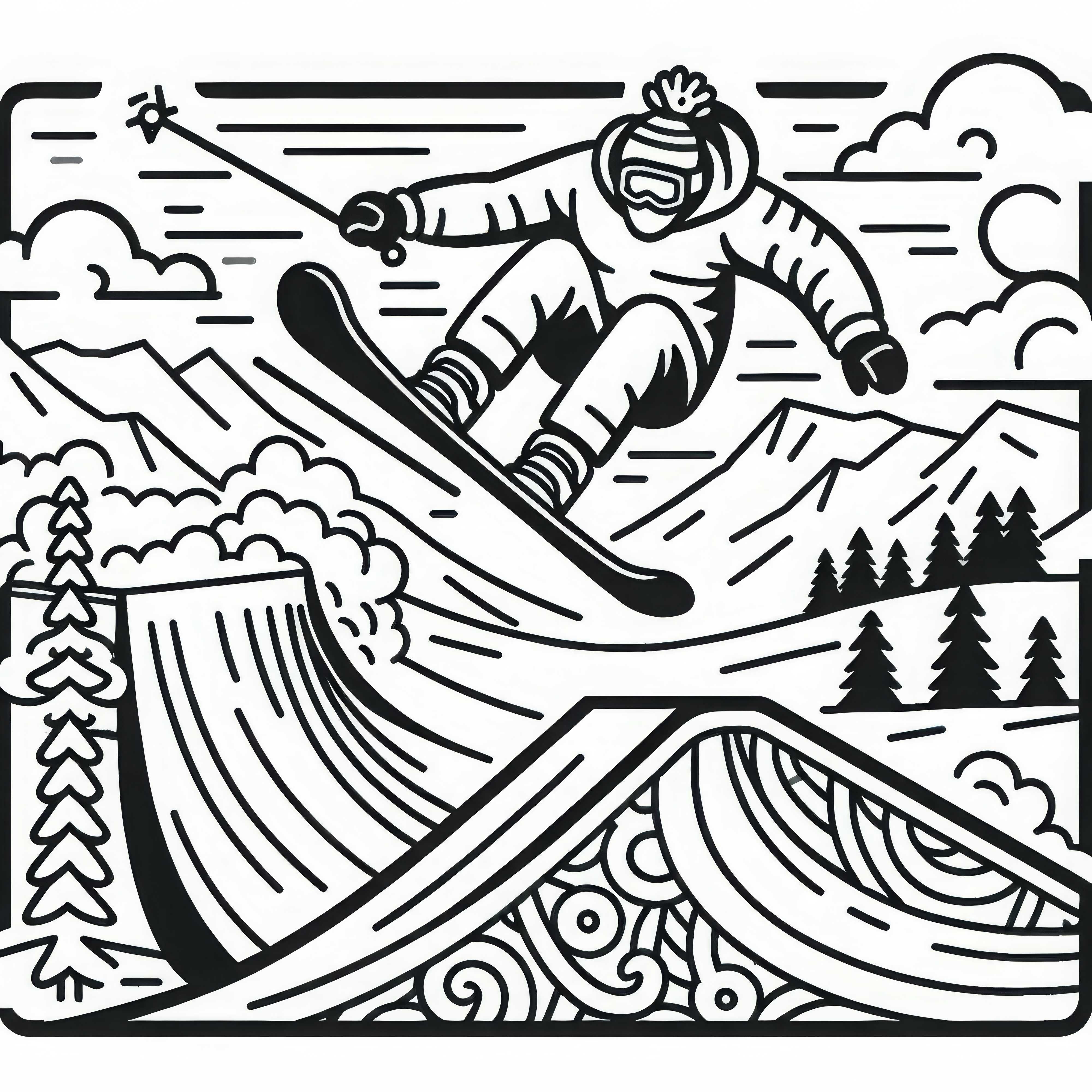Freestyle-Skier Ausmalbild Einfach Gratis
