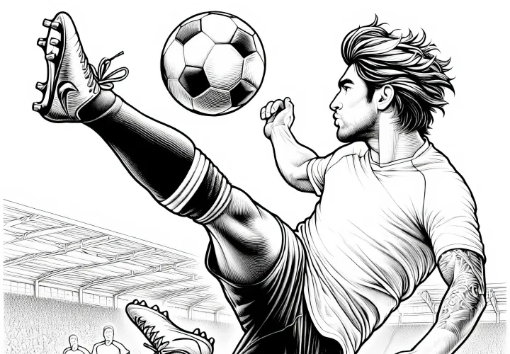 Descarga gratis una imagen para colorear de un futbolista detallado