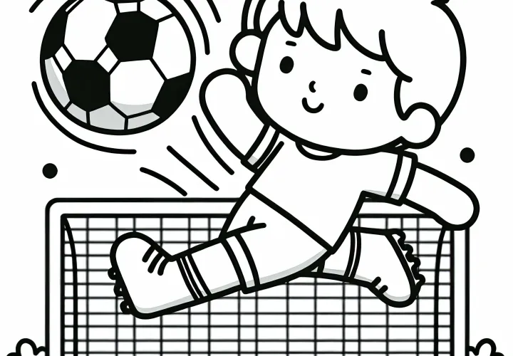 Futbolista se prepara para un cabezazo - Dibujo para colorear fácil y gratis