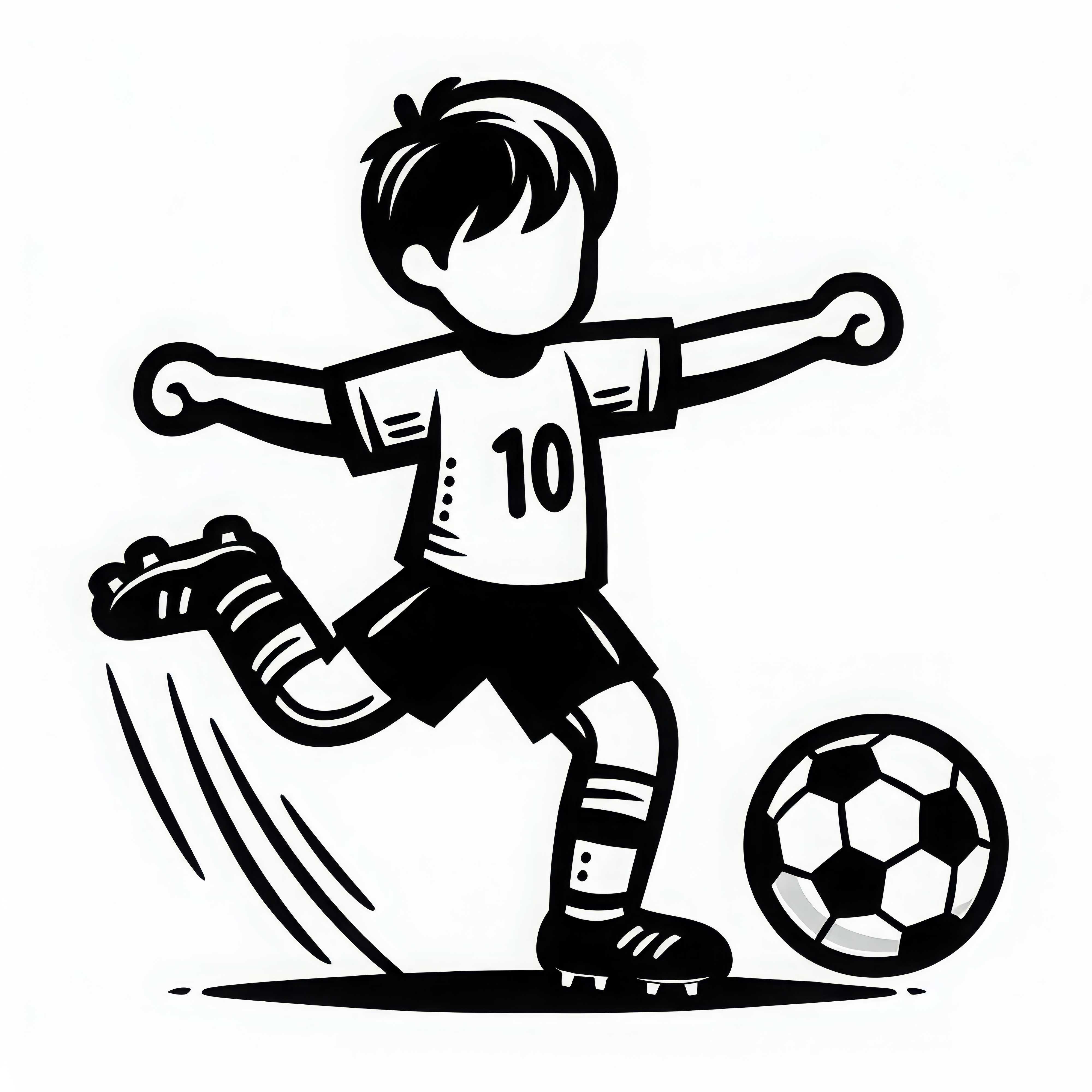 Piłkarz kopie piłkę – Prosty szablon do kolorowania za darmo