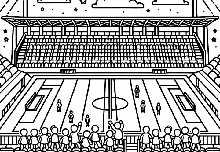 Dibujo para colorear de una tribuna de un estadio de fútbol - Descarga gratuita