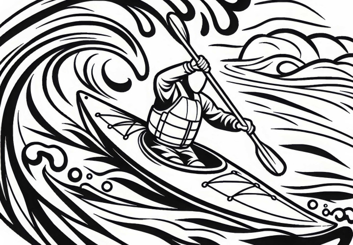 Kayaker coloring page simple free Kayaker coloring page easy free