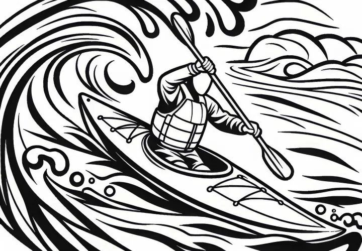 Kayaker coloring page easy free