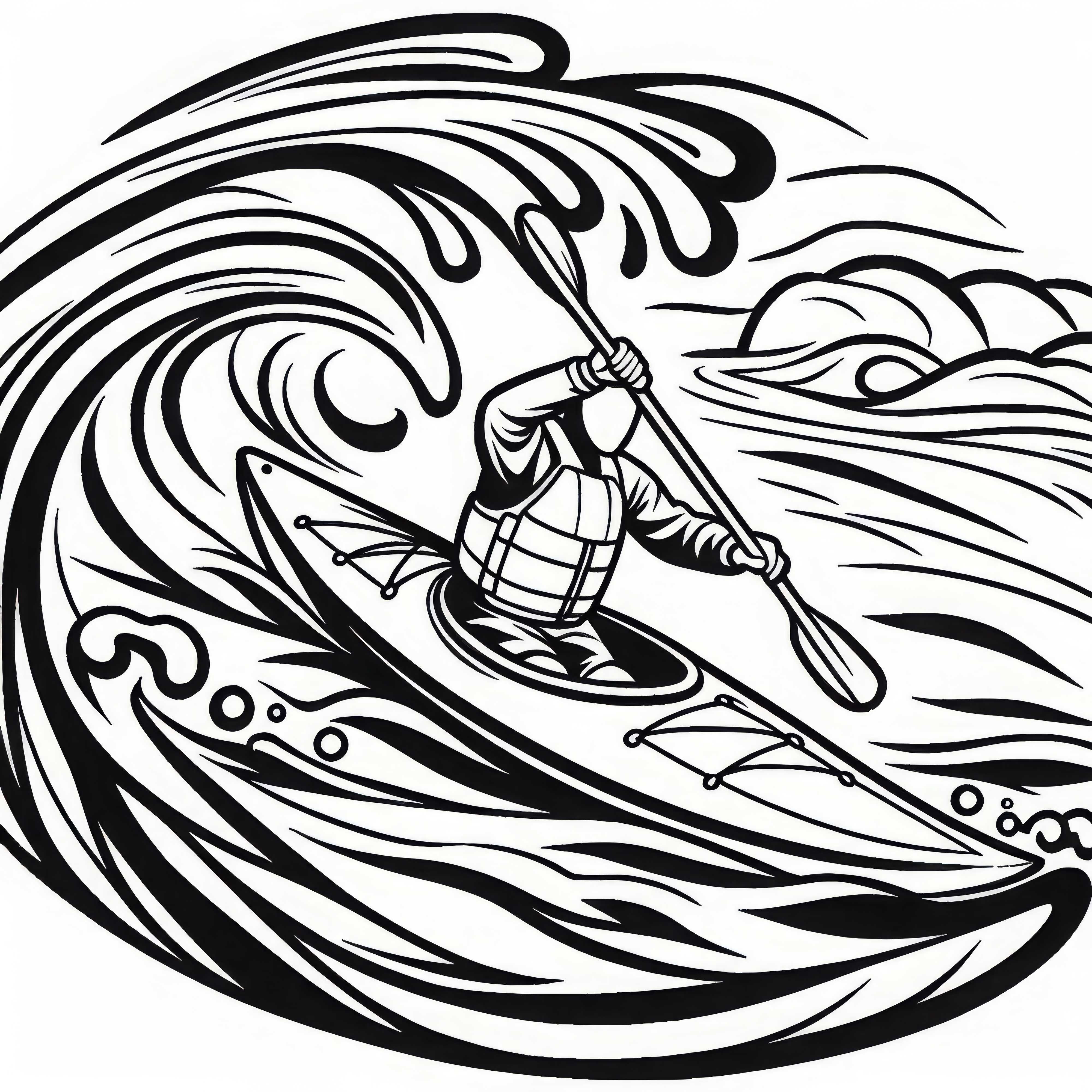 Kayaker coloring page simple free