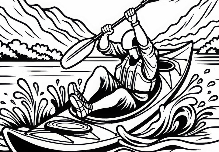 Kayaker capsizes – Free coloring page Kayaker capsizes – Free coloring page