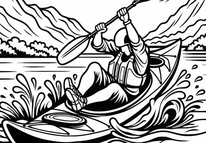 Kayaker capsizes – Free coloring page