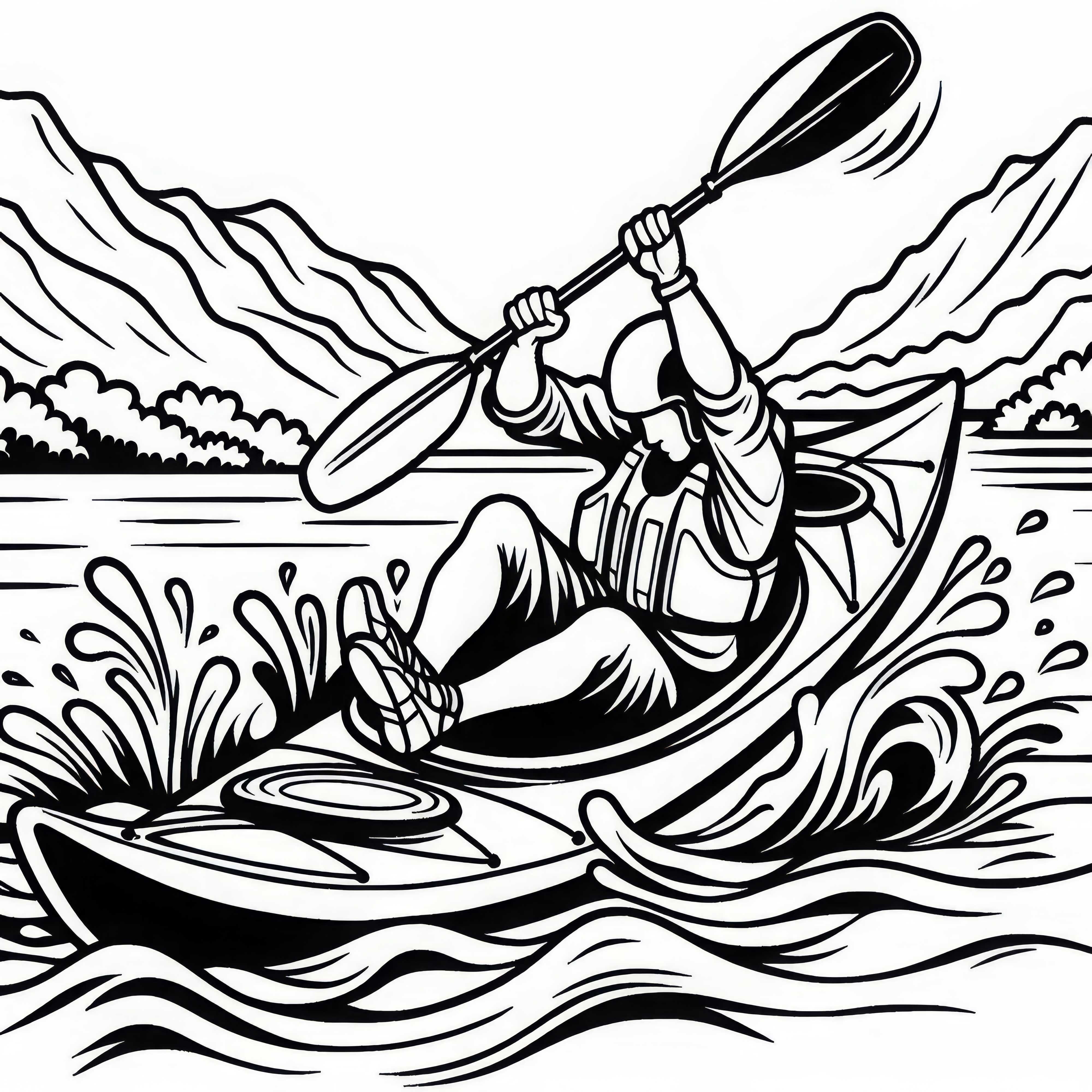 Kayaker capsizes - Free coloring page