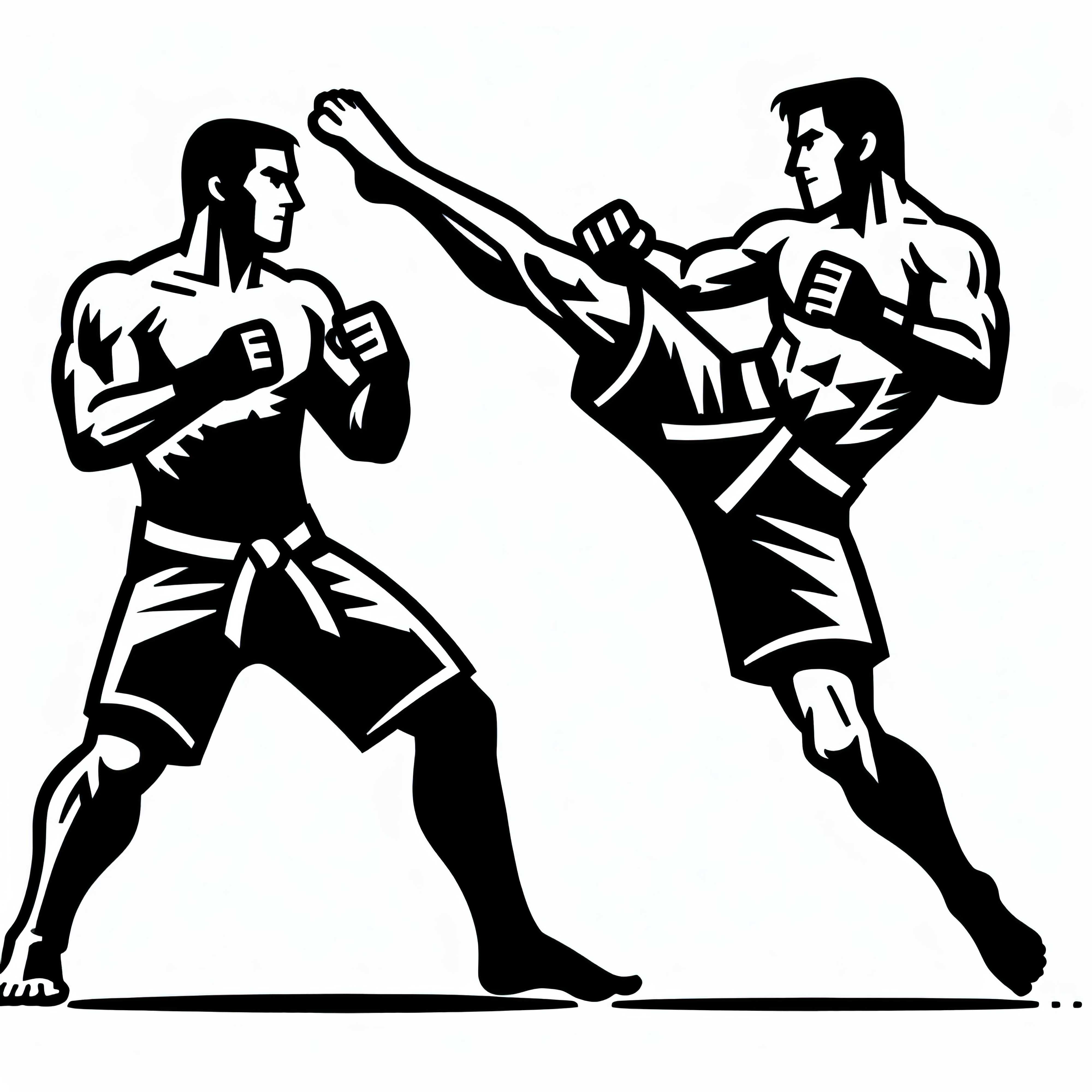 Lutador executa um chute alto nas artes marciais – Desenho para colorir gratuito