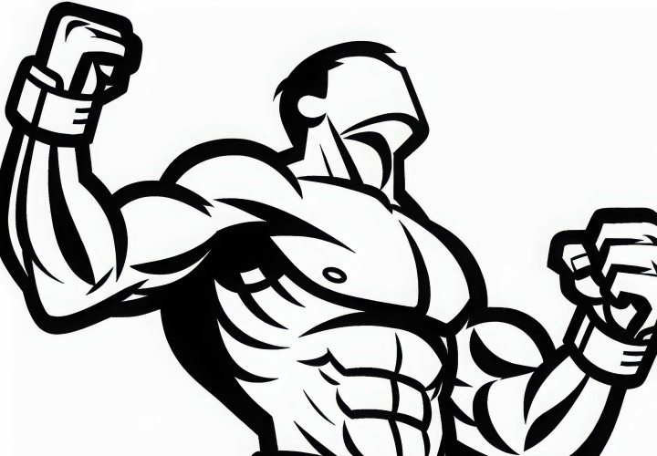 Lutador musculoso em esportes de combate – Modelo para colorir gratuito Lutador musculoso no esporte de combate – Desenho para colorir gratuito