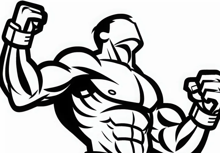 Muscular fighter in martial arts - coloring page free