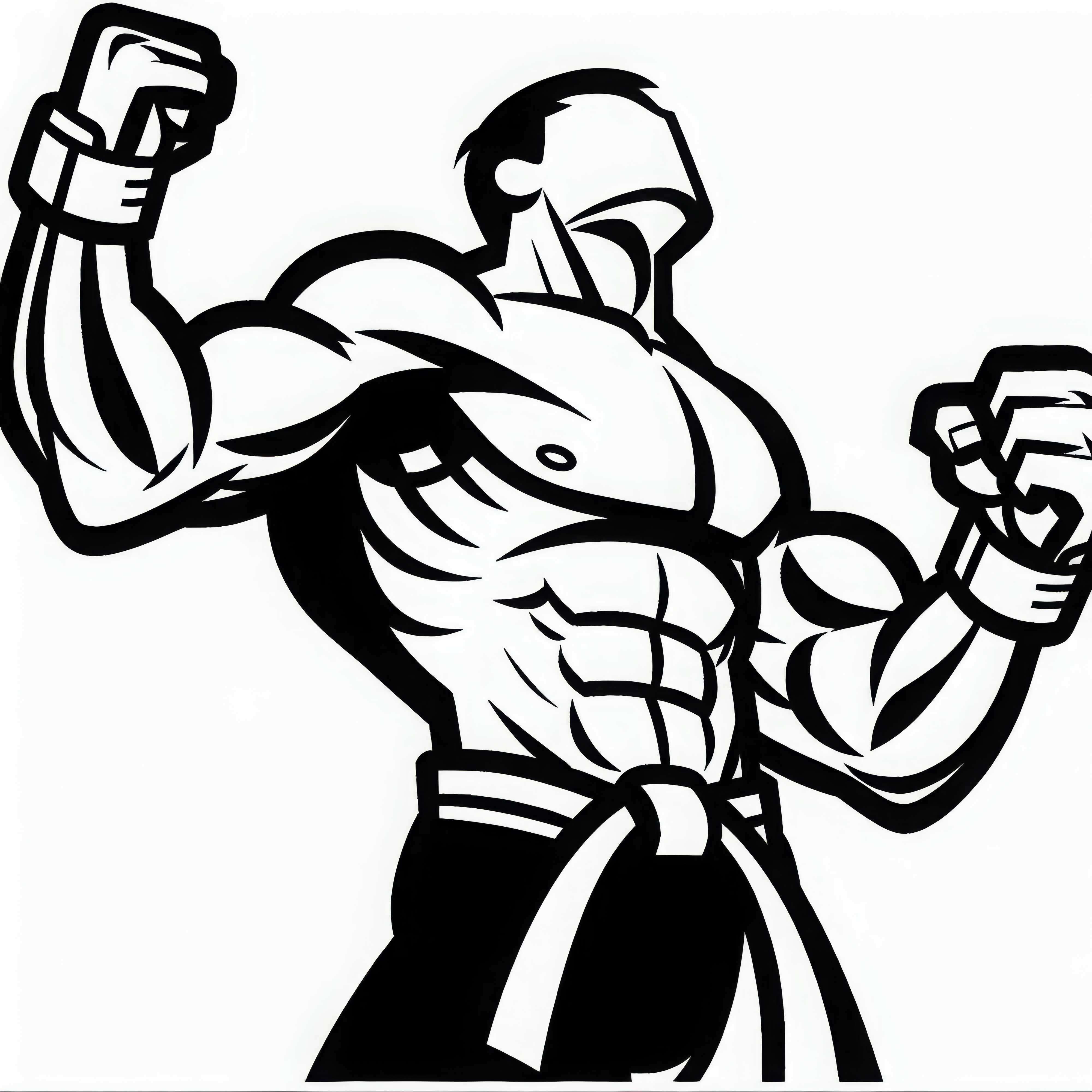 Lutador musculoso de artes marciais – Desenho para colorir gratuito