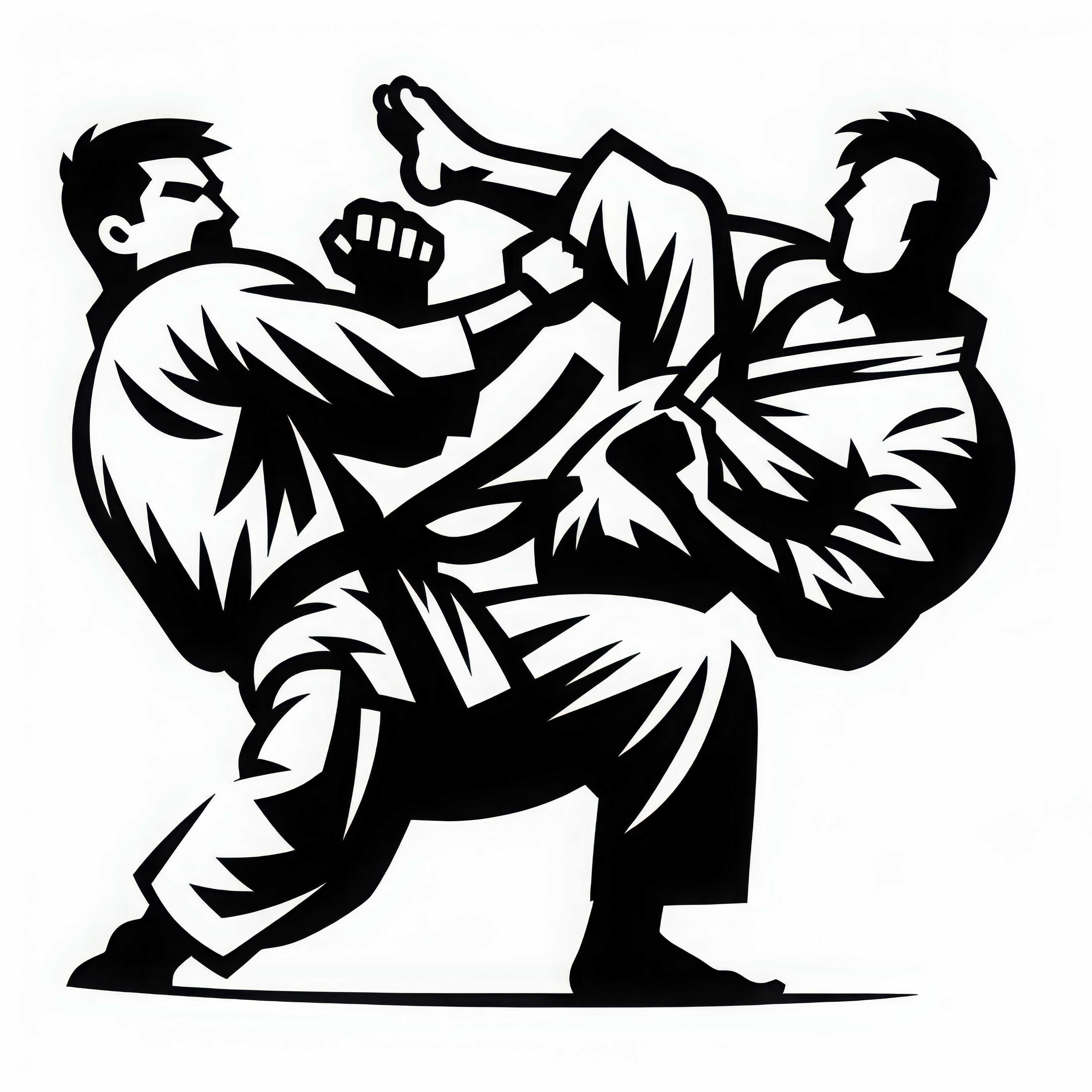 Lutador se agacha nas artes marciais, chuta e contra-ataca – Desenho para colorir grátis