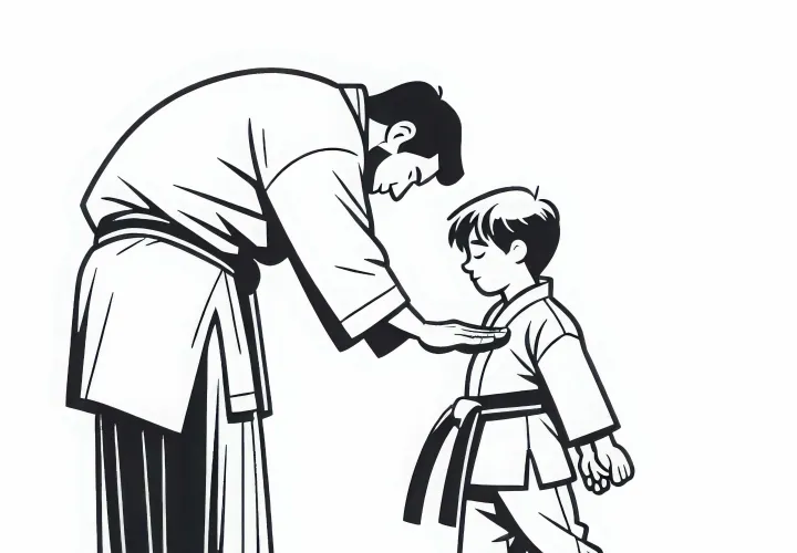 Karate Training in the Dojo – Free Coloring Page