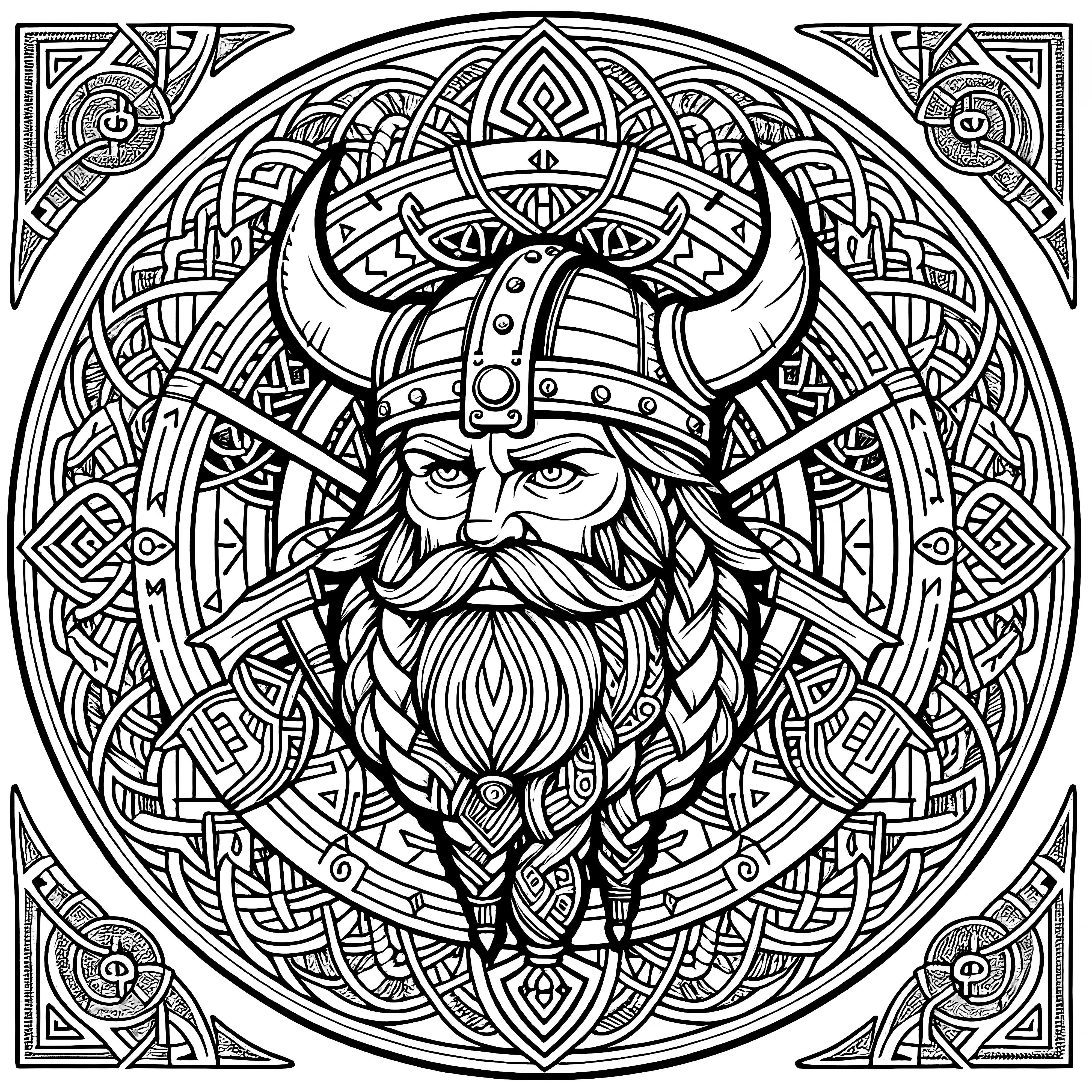 Mandala Viking Complexo: Desenho para colorir para adultos (Gratuito)