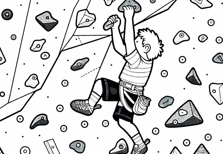 Bambino scala la parete d'arrampicata - Disegno da colorare gratis