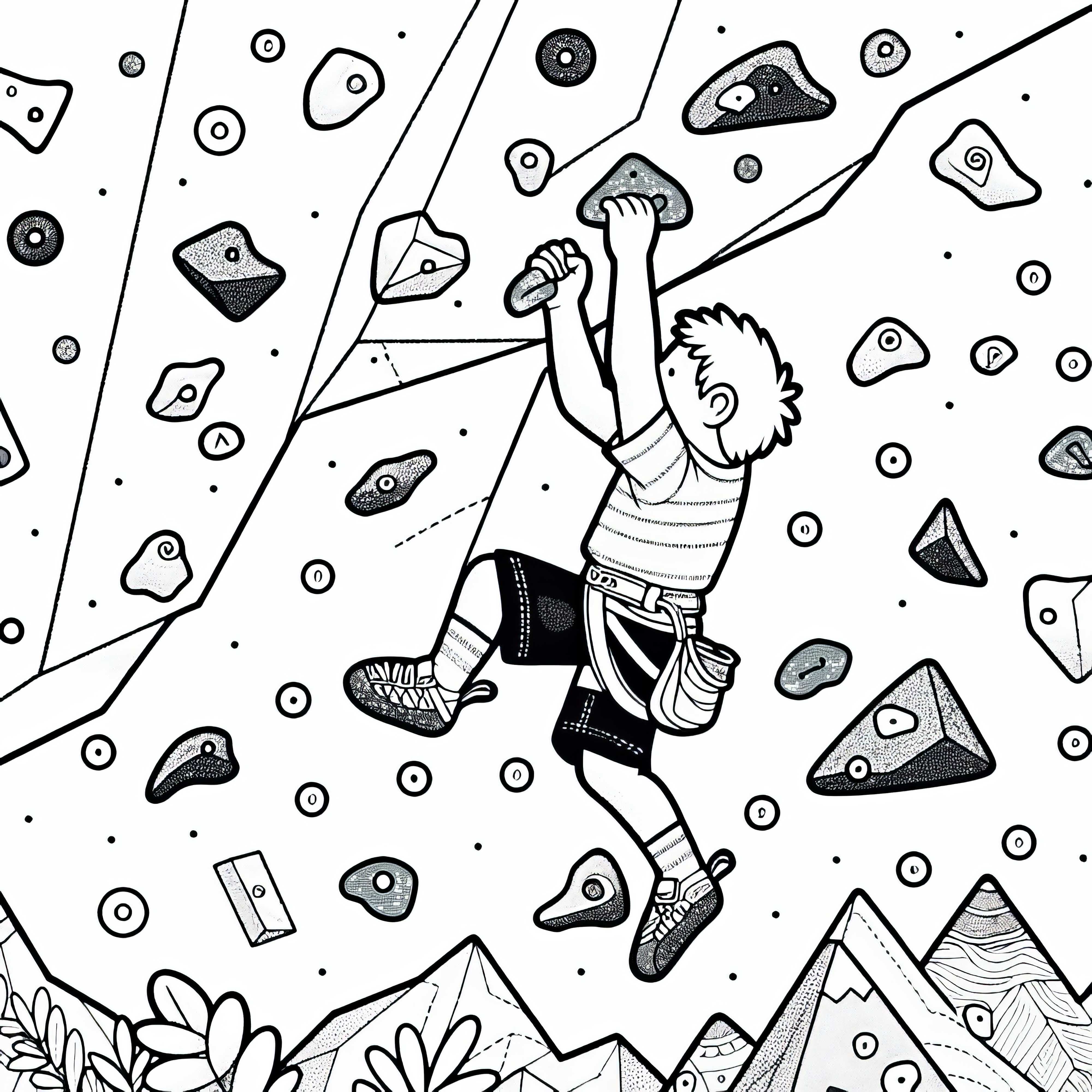 Bambino scala la parete da arrampicata – Immagine da colorare gratuita