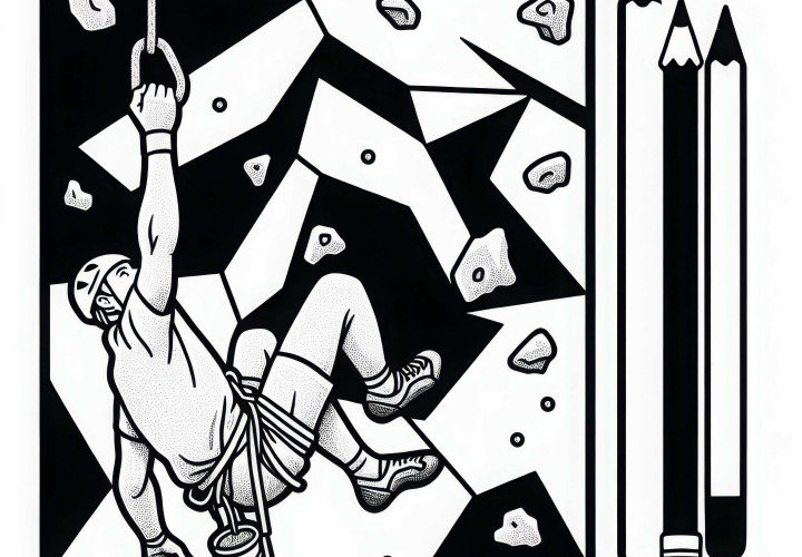 Arrampicatore appeso alla parete - Disegno da colorare gratuito
