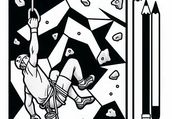 Climber hanging on wall - free coloring page
