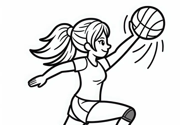 Free coloring page of a netball player