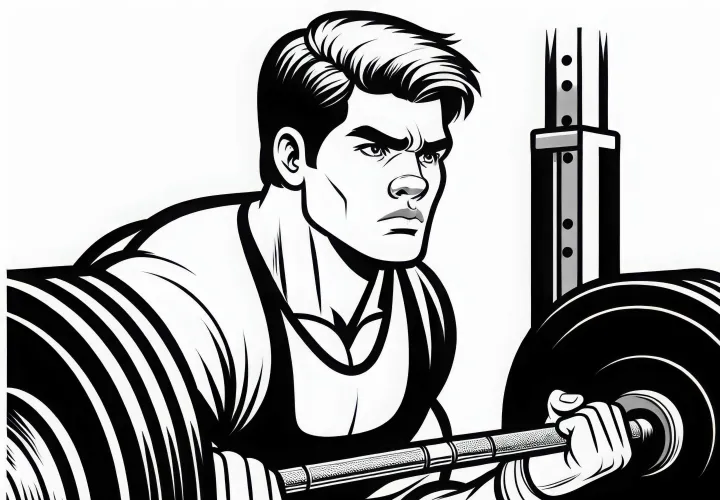 Powerlifting athlete focused before the next lift – Free coloring page