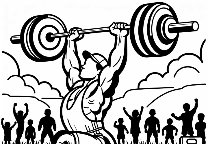 Powerlifter beim Kraftdreikampf Wettkampf – Ausmalbild kostenlos herunterladen Powerlifter beim Kraftdreikampf Wettkampf – Ausmalbild kostenlos herunterladen