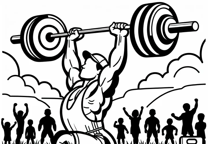 Powerlifter at the powerlifting competition - Download coloring page for free
