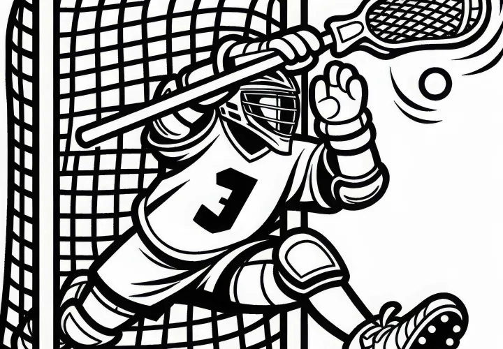Вратарь лакросса ловит мяч клюшкой – раскраска бесплатно и просто