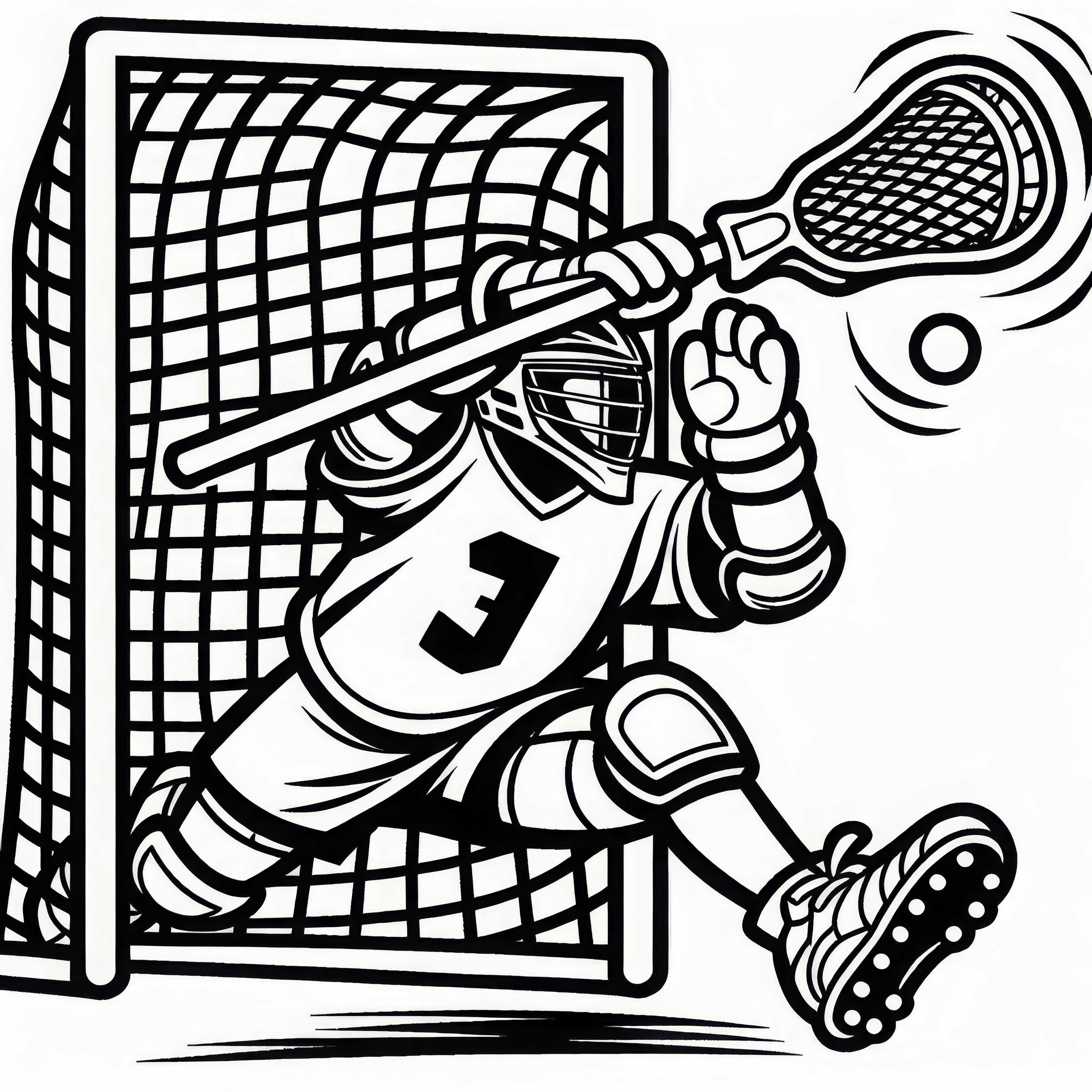 Goleiro de lacrosse segurando a bola com o bastão - Desenho para colorir simples e gratuito