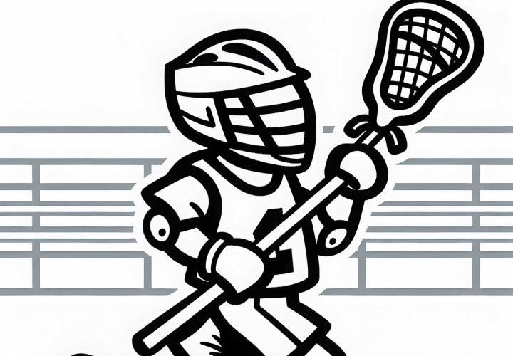 Jogador de lacrosse corre com o bastão levantado pelo campo - Desenho para colorir grátis